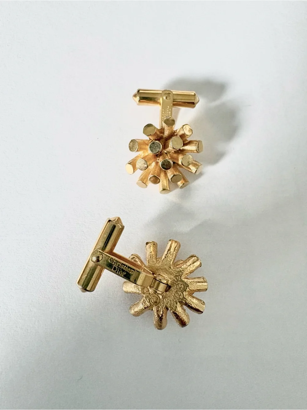 Vintage Christian Dior Gold tone Starburst Cufflinks